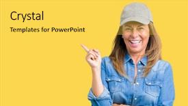  Presentation with middle east camel caravan - Theme having age woman wearing sport cap background and a yellow colored foreground