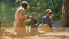  Presentation with aged - Slides enhanced with aged-african-american-man-unpacking background and a coral colored foreground