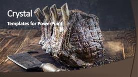  Presentation with barbecue dry aged kobe rib - Cool new slide set with aged barbecue rib of beef backdrop and a dark gray colored foreground