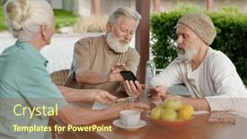  Presentation with aged - Slides with aged-bearded-man-showing-photos background and a tawny brown colored foreground