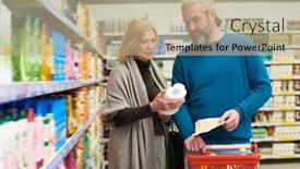  Presentation with plastic bottle - Slides with aged-blond-female-holding-white background and a mint green colored foreground