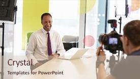  Presentation with aged - PPT theme featuring aged businessman making corporate video background and a lemonade colored foreground