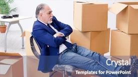  Presentation with moving agriculture - Amazing slide deck having aged businessman moving to new backdrop and a ocean colored foreground