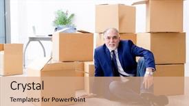  Presentation with moving - Presentation theme having aged businessman moving to new background and a coral colored foreground