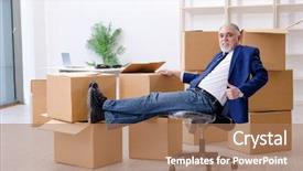  Presentation with workplace conflicts - Presentation theme consisting of aged businessman moving to new background and a  colored foreground