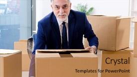  Presentation with moving up - Presentation theme having aged businessman moving to new background and a coral colored foreground