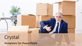  Presentation with moving graduation - Beautiful PPT theme featuring aged businessman moving to new backdrop and a lemonade colored foreground