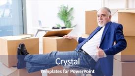  Presentation with moving graduation - Cool new PPT theme with aged businessman moving to new backdrop and a  colored foreground