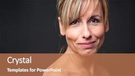  Presentation with confidence - PPT layouts featuring aged caucasian woman against dark background and a coral colored foreground