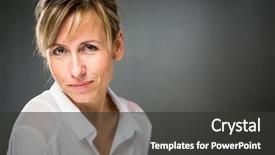  Presentation with confidence - Amazing slide deck having aged caucasian woman against dark backdrop and a dark gray colored foreground