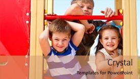  Presentation with elementary children - Beautiful presentation design featuring aged children in the playground backdrop and a coral colored foreground