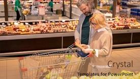  Presentation with aged - Slide deck enhanced with aged-couple-reading-shopping-list background and a coral colored foreground