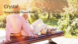  Presentation with middle ages - Cool new slides with aged couple relaxing on park backdrop and a  colored foreground