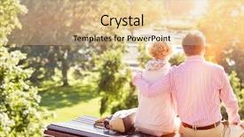  Presentation with middle ages - Colorful slide deck enhanced with aged couple relaxing on park backdrop and a  colored foreground