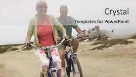  Presentation with middle ages portrait - Amazing PPT layouts having aged couple riding bicycles along backdrop and a light gray colored foreground
