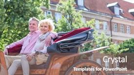  Presentation with physiotherapy aged care - Slide deck with aged couple sitting in horse background and a violet colored foreground