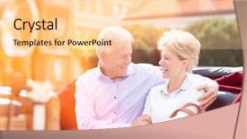  Presentation with physiotherapy aged care - Slides enhanced with aged couple sitting in horse background and a  colored foreground