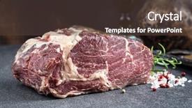  Presentation with dry - Beautiful PPT theme featuring aged entrecote on a flagstone backdrop and a tawny brown colored foreground