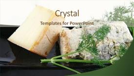  Presentation with porcelain - Slide deck enhanced with aged french delicatessen cheeses on black porcelain plate background and a cream colored foreground