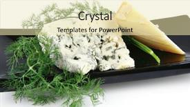  Presentation with blue cheese - Beautiful PPT theme featuring aged french delicatessen cheeses backdrop and a soft green colored foreground