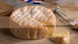  Presentation with cutting board - Slide deck enhanced with aged-french-soft-cheese background and a  colored foreground