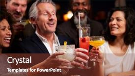  Presentation with middle ages - Presentation theme having aged friends celebrating in bar background and a tawny brown colored foreground