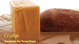  Presentation with cheddar - PPT layouts having aged italian cheddar cheese on wooden board with rye ciabatta on used baking paper as background background and a red colored foreground