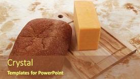  Presentation with cheddar - PPT layouts consisting of aged italian cheddar cheese on wooden board with rye ciabatta on used baking paper as background background and a tawny brown colored foreground