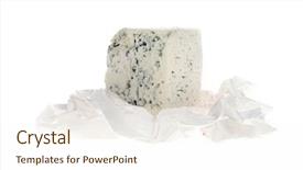  Presentation with aged paper - Presentation with aged italian deli fresh blue stilton cheese in wrapping paper isolated over white background background and a cream colored foreground