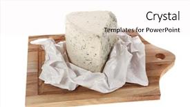  Presentation with blue cheese - Colorful PPT theme enhanced with aged italian deli fresh blue stilton cheese served on wooden cutting plate isolated over white background backdrop and a white colored foreground