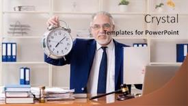  Presentation with lawyer - Slide set having aged lawyer working in the courthouse background and a soft green colored foreground