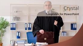  Presentation with lawyer - Presentation theme featuring aged lawyer working in the courthouse background and a soft green colored foreground
