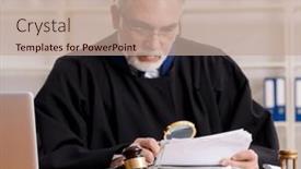  Presentation with lawyer - Slide deck consisting of aged-lawyer-working background and a coral colored foreground