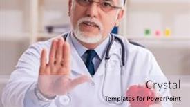  Presentation with cardiologist - PPT layouts enhanced with aged-male-doctor-cardiologist background and a sky blue colored foreground