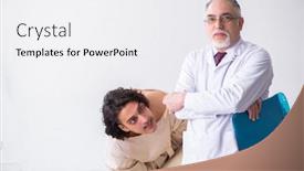  Presentation with psychiatrist - Presentation theme having aged male doctor psychiatrist examining young patient background and a white colored foreground