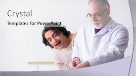  Presentation with psychiatrist - Colorful PPT layouts enhanced with aged male doctor psychiatrist examining young patient backdrop and a white colored foreground