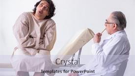  Presentation with psychiatrist - Cool new slides with aged male doctor psychiatrist examining young patient backdrop and a light blue colored foreground