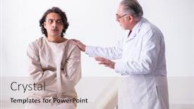 Presentation with psychiatrist - Amazing PPT layouts having aged male doctor psychiatrist examining young patient backdrop and a mint green colored foreground