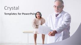  Presentation with psychiatrist - Amazing PPT theme having aged male doctor psychiatrist examining young patient backdrop and a sky blue colored foreground