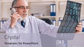  Presentation with radiologist - Slides consisting of aged-male-doctor-radiologist background and a light blue colored foreground