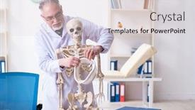  Presentation with skeleton - Slides enhanced with aged-male-doctor-with-skeleton background and a light gray colored foreground