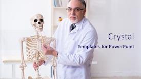  Presentation with skeleton - Cool new slides with aged-male-doctor-with-skeleton backdrop and a sky blue colored foreground