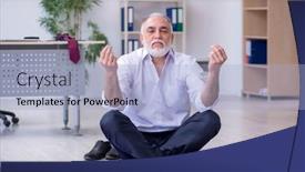  Presentation with physical exercises - Audience pleasing slide deck consisting of aged-male-employee-doing-physical backdrop and a light blue colored foreground