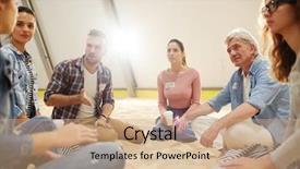  Presentation with sports - Presentation theme consisting of aged man and his sports background and a coral colored foreground