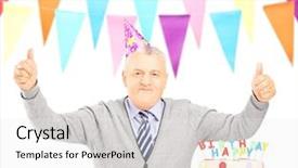  Presentation with romantic birthday couple celebrate - Colorful presentation theme enhanced with aged man celebrating his birthday backdrop and a white colored foreground