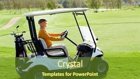  Presentation with going green - Presentation theme enhanced with aged man driving golf car background and a tawny brown colored foreground