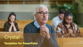  Presentation with more stone cross all things work together - Slides with aged-man-in-casualwear background and a tawny brown colored foreground