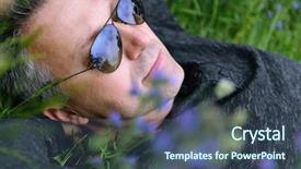  Presentation with green nature - Audience pleasing slide set consisting of aged man lying on field backdrop and a ocean colored foreground