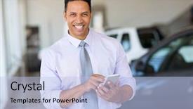  Presentation with aged - Audience pleasing slide deck consisting of aged man using smart phone backdrop and a light blue colored foreground