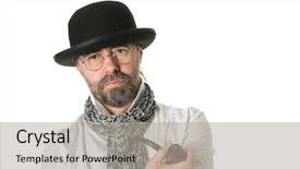  Presentation with tobacco - Presentation theme enhanced with aged man with a tobacco background and a light gray colored foreground